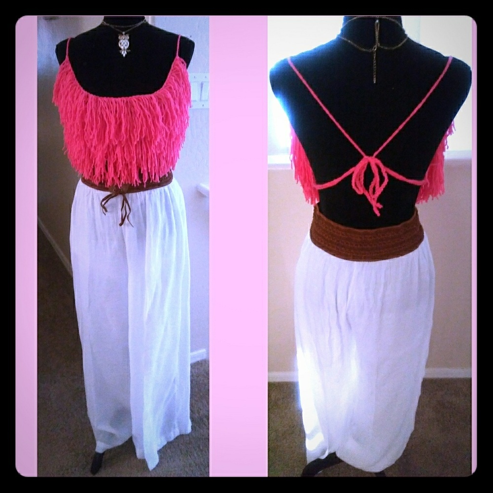 Pink fringe top